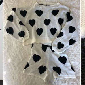 Heart sweater and shorts set